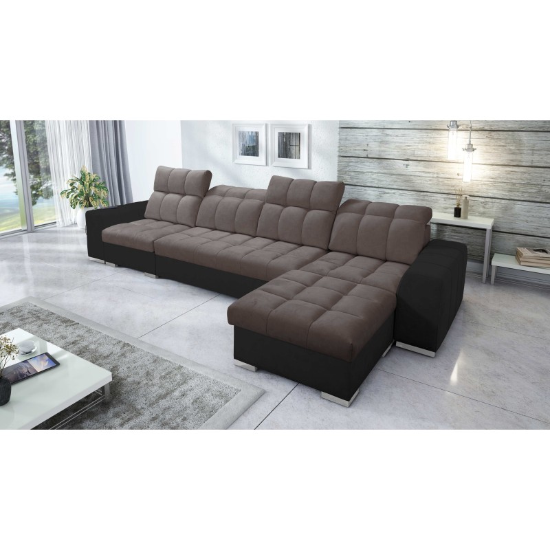 Esquinero Prisma XII con función de cama | Mueble de lujo con puerto USB | Terciopelo | Apto para mascotas, Terra 26 + Eco-cuero