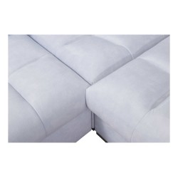 Ecksofa Prisma XII mit Schlaffunktion | Luxusmöbel mit USB-Anschluss | Samt | Haustierfreundlich, Terra 48 + Kunstleder