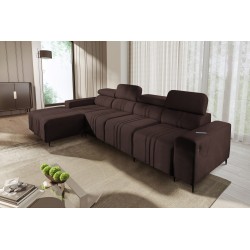 Verona XII Corner Sofa with Sleeping Function in Velvet, Vena 13 - A Practical and Elegant Piece of Furniture for Your Living Ro