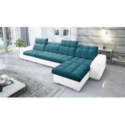 Prisma XII Corner Sofa with Sleeping Function | Luxury Furniture with USB Port | Velvet | Pet Friendly, Terra 75 + Eco-leather