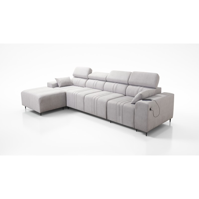 Esquinero Verona XII con función de cama de terciopelo, Vena 13 - Mueble práctico y elegante para tu sala de estar.