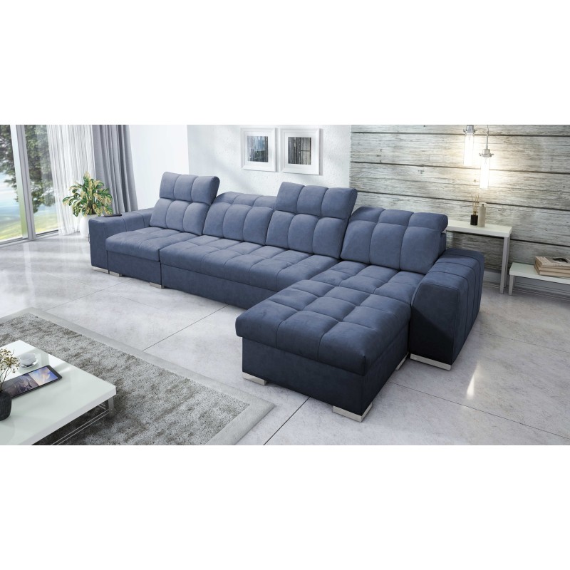 Prisma XII Corner Sofa with Sleeping Function | Luxury Furniture with USB Port | Velvet | Pet Friendly, Terra 76