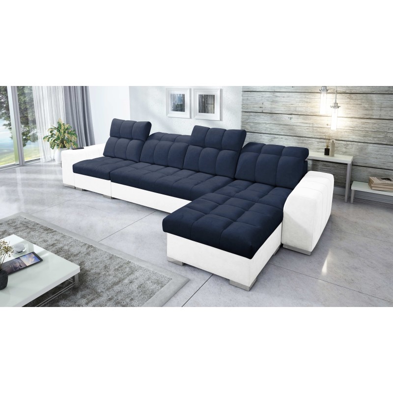 Prisma XII Corner Sofa with Sleeping Function | Luxury Furniture with USB Port | Velvet | Pet Friendly, Terra 79 + Eco-leather