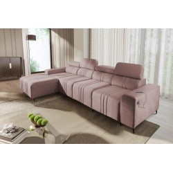 Verona XII Corner Sofa with Sleeping Function Velour, Vena 10 - A Practical and Elegant Piece of Furniture for Your Living Room