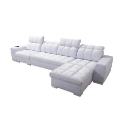 Prisma XII Ecksofa mit Schlaffunktion | Luxuriöses Möbelstück mit USB-Anschluss | Samt | Haustierfreundlich, Terra 96