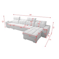 Narożnik Prisma XII z funkcją spania | Luksusowy Mebel z Portem USB | Velvet | Pet friendly, Terra 99 + Ecoskóra