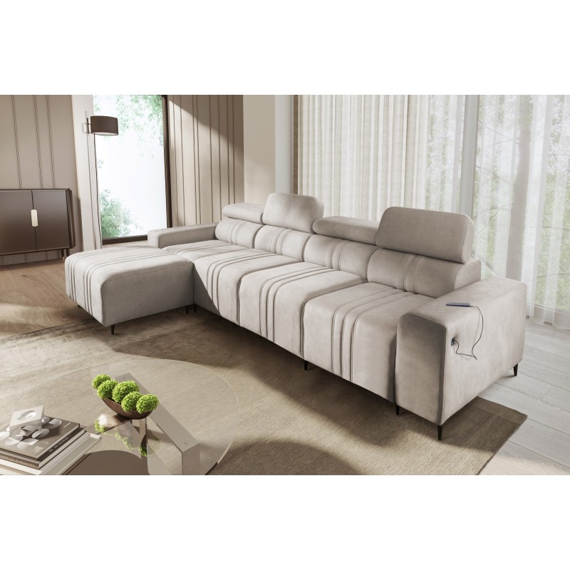 Ecksofa Verona XII mit Schlaffunktion Velours, Vena 9 - Praktisches und elegantes Möbelstück für Ihr Wohnzimmer