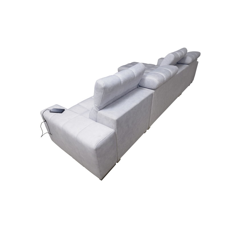 Narożnik Prisma XII z funkcją spania | Luksusowy Mebel z Portem USB | Velvet | Pet friendly, Terra 80