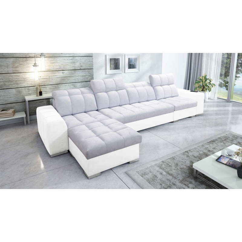 Prisma XII Corner Sofa with Sleeping Function | Luxury Furniture with USB Port | Velvet | Pet Friendly, Terra 80 + Eco Leather