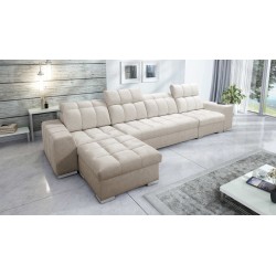 Prisma XII Corner Sofa with Sleeping Function | Luxury Furniture with USB Port | Velvet | Pet Friendly, Terra 13