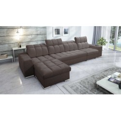 Prisma XII Corner Sofa with Sleeping Function | Luxury Furniture with USB Port | Velvet | Pet Friendly, Terra 26