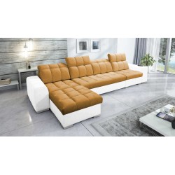 Narożnik Prisma XII z funkcją spania | Luksusowy Mebel z Portem USB | Velvet | Pet friendly, Terra 48 + Ecoskóra