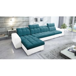 Sofá esquinero Prisma XII con función de cama | Mueble de lujo con puerto USB | Terciopelo | Apto para mascotas, Terra 75 + Ecoc