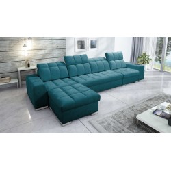 Prisma XII Corner Sofa with Sleeping Function | Luxury Furniture with USB Port | Velvet | Pet Friendly, Terra 75
