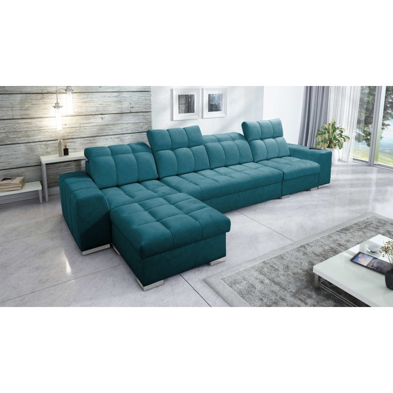 Prisma XII Corner Sofa with Sleeping Function | Luxury Furniture with USB Port | Velvet | Pet Friendly, Terra 75