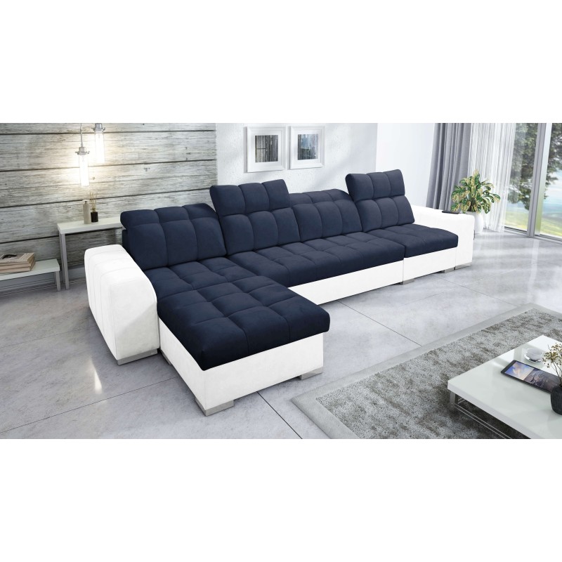 Ecksofa Prisma XII mit Schlaffunktion | Luxuriöses Möbelstück mit USB-Anschluss | Samt | Haustierfreundlich, Terra 79 + Kunstled