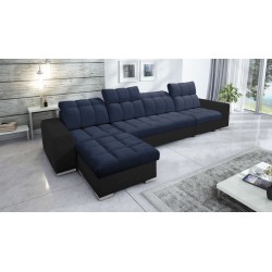 Narożnik Prisma XII z funkcją spania | Luksusowy Mebel z Portem USB | Velvet | Pet friendly, Terra 79 + Ecoskóra czarna