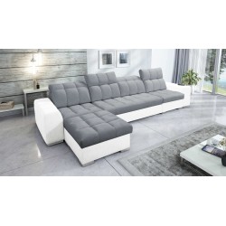 Prisma XII Ecksofa mit Schlaffunktion | Luxuriöses Möbelstück mit USB-Anschluss | Samt | Haustierfreundlich, Terra 92 + Kunstled