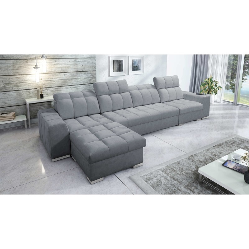 Narożnik Prisma XII z funkcją spania | Luksusowy Mebel z Portem USB | Velvet | Pet friendly, Terra 92