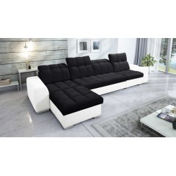 Prisma XII Corner Sofa with Sleeping Function | Luxury Furniture with USB Port | Velvet | Pet Friendly, Terra 99 + Eco Leather