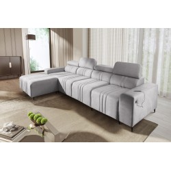 Sofá esquinero Verona XII con función de cama de terciopelo, Vena 3 - Un mueble práctico y elegante para tu sala de estar.