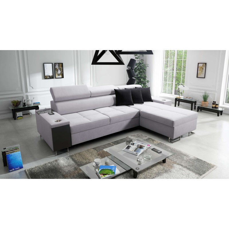 Ecksofa Orbix I Maxi mit Schlaffunktion, USB-Anschluss und Bettkasten