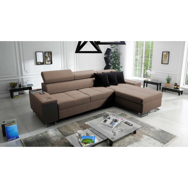 Ecksofa Orbix I Maxi mit Schlaffunktion, USB-Anschluss und Bettkasten