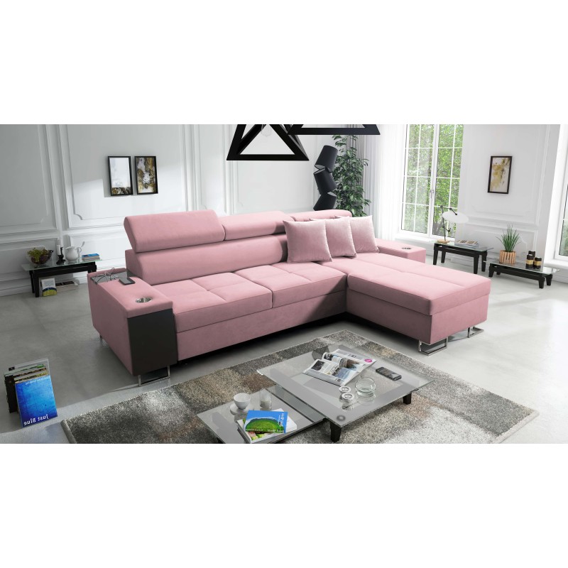 Orbix I Maxi corner sofa with a sleeping function, USB port, and bedding storage