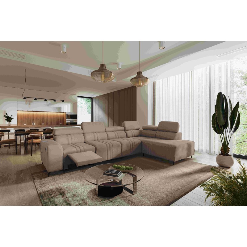 Ecksofa Verona XI Mix mit Schlaffunktion in Velours, Vena 14 - Komfort und Eleganz