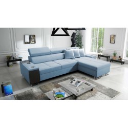 Orbix I Maxi corner sofa with a sleeping function, USB port, and bedding storage