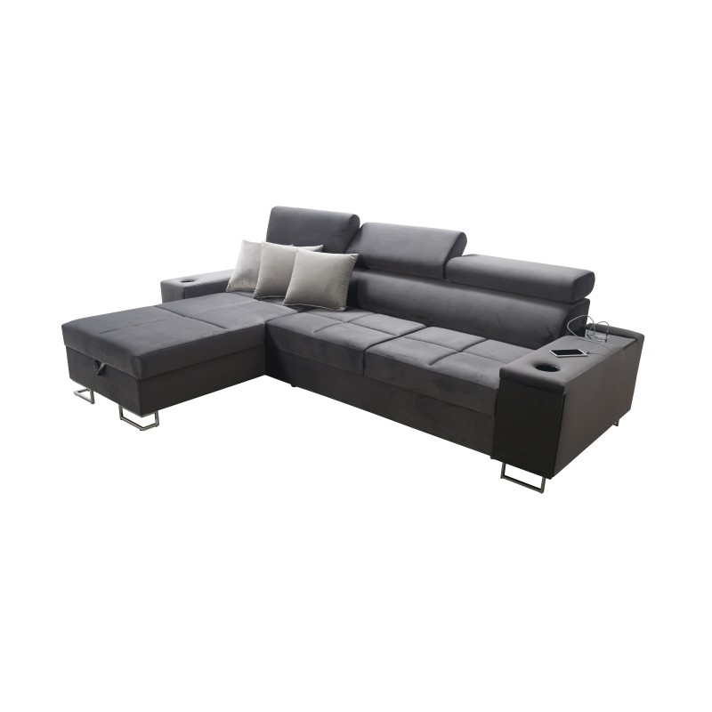 **Meta Title:** Orbix I Mini Corner Sofa with Sleeping Function, Adjustable Headrests, USB Port.