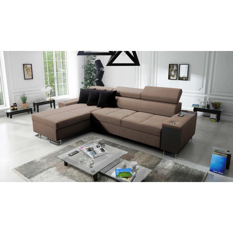 Ecksofa Orbix I Maxi mit Schlaffunktion, USB-Anschluss und Bettkasten