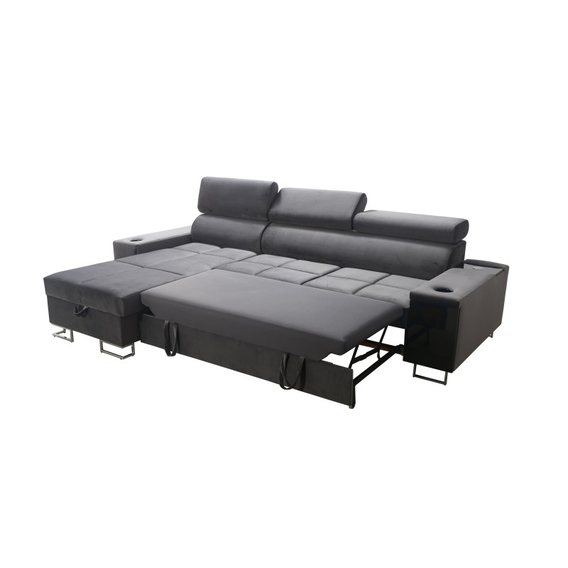 Ecksofa Orbix I Maxi mit Schlaffunktion, USB-Anschluss und Bettkasten