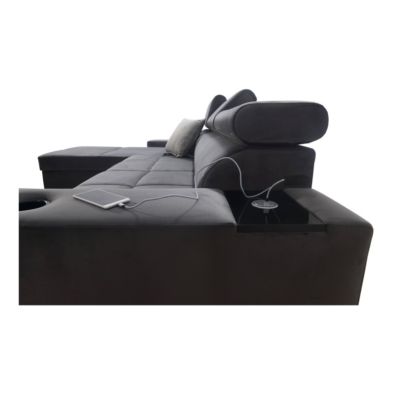 Orbix I Maxi corner sofa with a sleeping function, USB port, and bedding storage