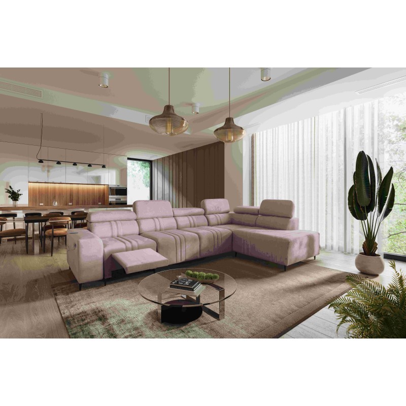 Ecksofa Verona XI Mix mit Schlaffunktion in Velours, Vena 10 - Komfort und Eleganz