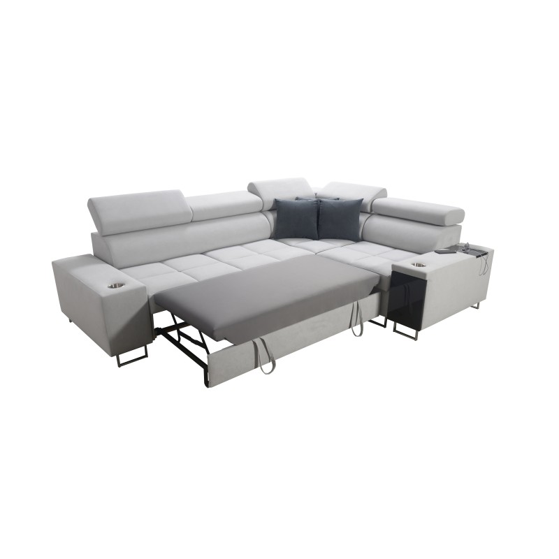 Ecksofa Orbix II mit Schlaffunktion, verstellbaren Kopfstützen und USB-Anschluss - Geflecht, Sawana 14