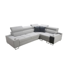 Orbix II corner sofa with sleeping function, adjustable headrests, and USB port - Plecionka, Sawana 96