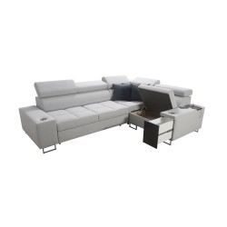 Ecksofa Orbix II mit Schlaffunktion, verstellbaren Kopfstützen und USB-Anschluss - Samt, Ultario Velvet 2979