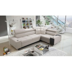 Orbix II corner sofa with a sleeping function, adjustable headrests, and USB port - Velvet, Ultario Velvet 2979