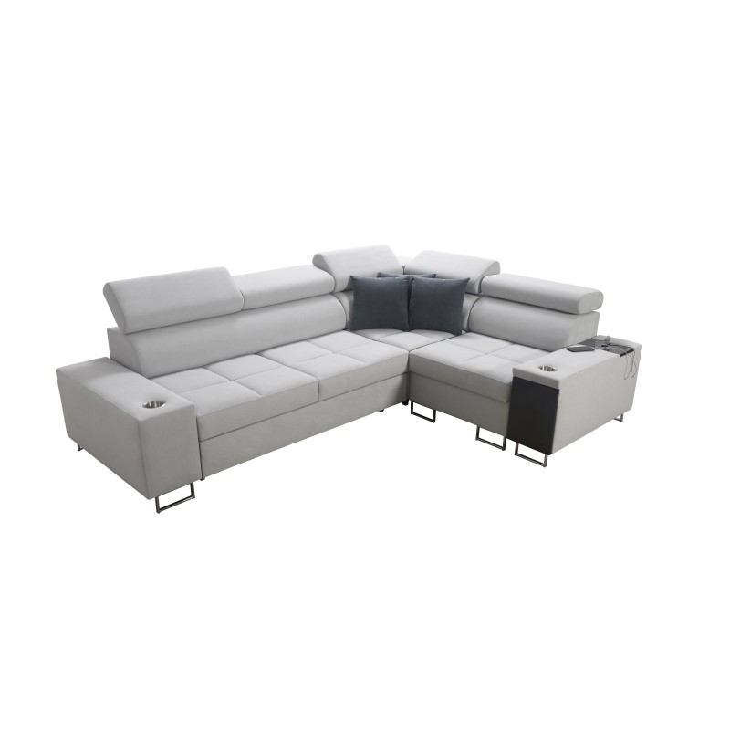 Ecksofa Orbix II mit Schlaffunktion, verstellbaren Kopfstützen und USB-Anschluss - Velvet, Ultario Velvet 2955