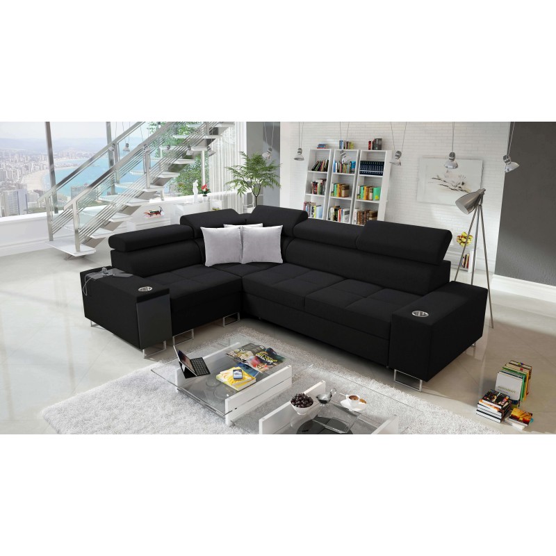 Orbix II corner sofa with sleeping function, adjustable headrests, and USB port - Fabric, Sawana 14