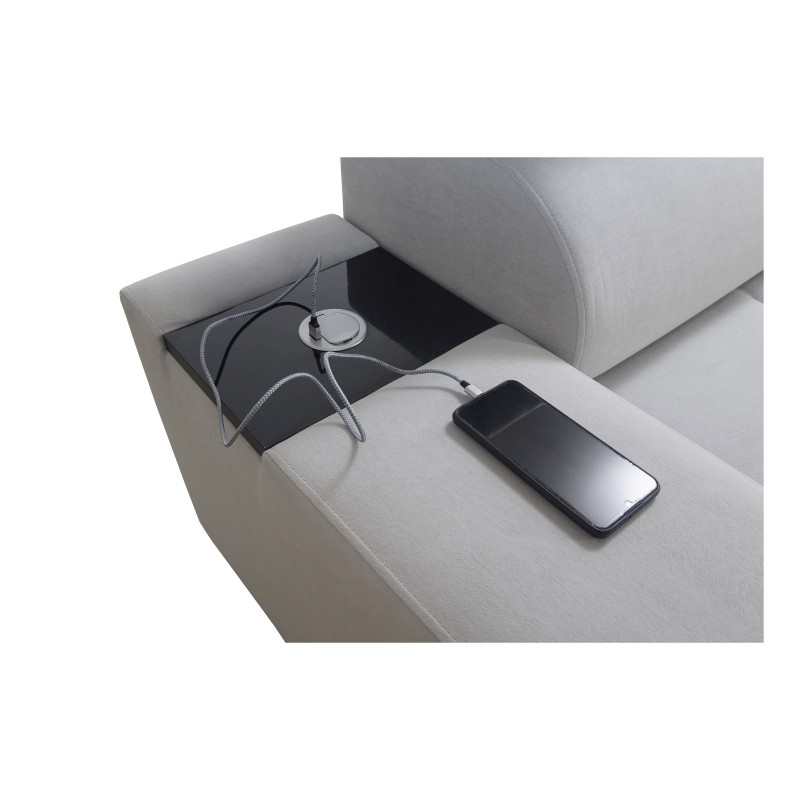 Ecksofa Orbix II mit Schlaffunktion, verstellbaren Kopfstützen und USB-Anschluss - Gewebe, Sawana 26