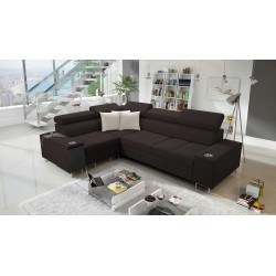 Ecksofa Orbix II mit Schlaffunktion, verstellbaren Kopfstützen und USB-Anschluss - Gewebe, Sawana 26