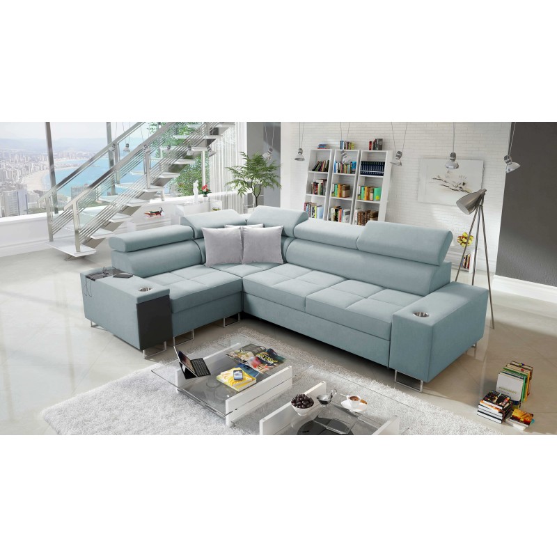 Orbix II corner sofa with a sleeping function, adjustable headrests, and USB port - Weave, Sawana 72