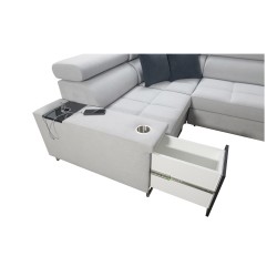 Ecksofa Orbix II mit Schlaffunktion, verstellbaren Kopfstützen und USB-Anschluss - Samt, Ultario Velvet 2979