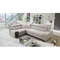 Sofá esquinero Orbix II con función para dormir, reposacabezas ajustables y puerto USB - Velvet, Ultario Velvet 2979