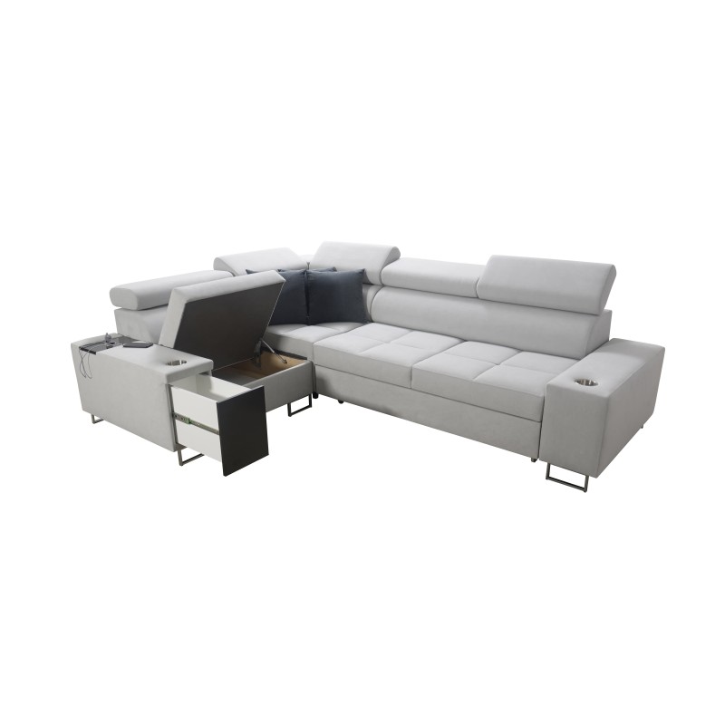 Orbix II sectional sofa with a sleeping function, adjustable headrests, and USB port - Velvet, Ultario Velvet 2955