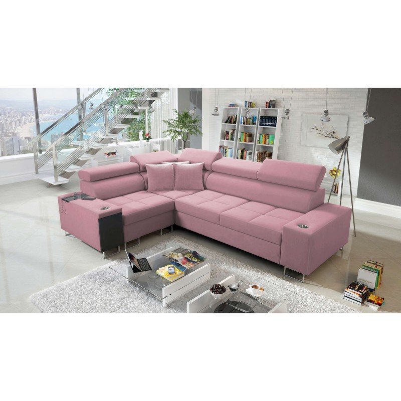 Orbix II sectional sofa with a sleeping function, adjustable headrests, and USB port - Velvet, Ultario Velvet 2955