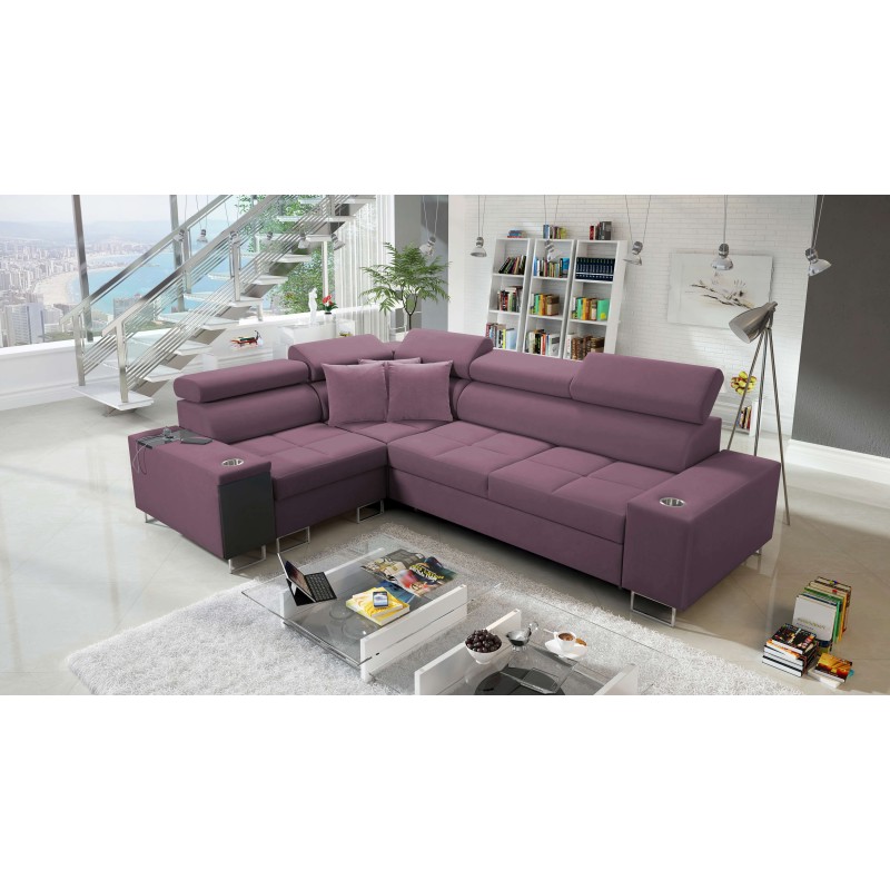 Orbix II corner sofa with sleeping function, adjustable headrests, and USB port - Velvet, Ultario Velvet 2961