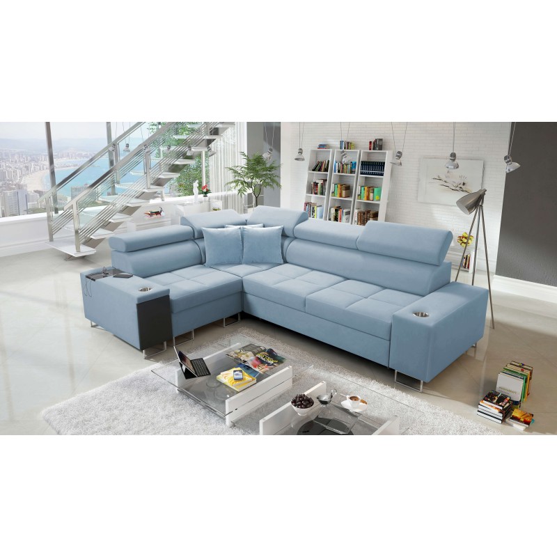 Orbix II sectional sofa with a sleeping function, adjustable headrests, and USB port - Velvet, Ultario Velvet 2960
